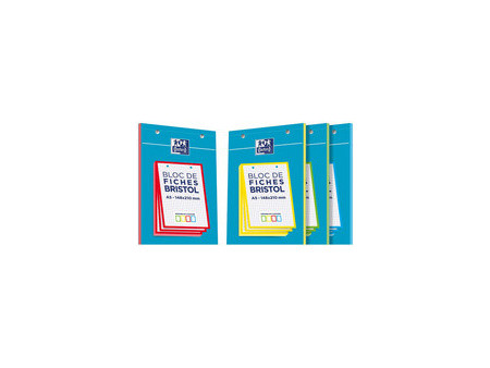 Oxford Bloc de fiches bristol, A5, quadrillé, blanc / bleu