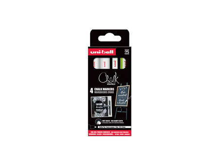 uni-ball Marqueur craie Chalk marker PWE3MS/4 PF, étui de 4