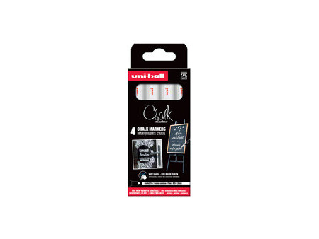 uni-ball Marqueur craie Chalk marker PWE3MS/4 PF, étui de 4