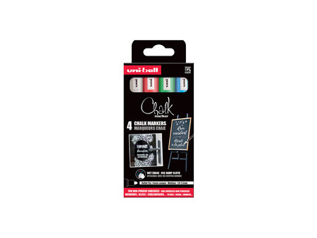 uni-ball Marqueur craie Chalk marker PWE5M/4 PF, étui de 4
