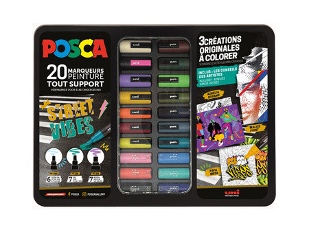POSCA Marqueur à pigment STREET VIBES, mallette métal de 20
