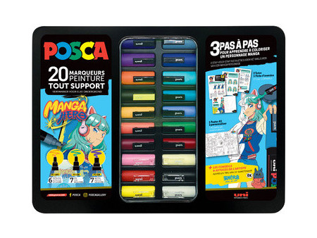 POSCA Marqueur à pigment 'MANGA HERO', mallette métal de 20