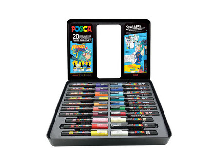 POSCA Marqueur à pigment 'MANGA HERO', mallette métal de 20