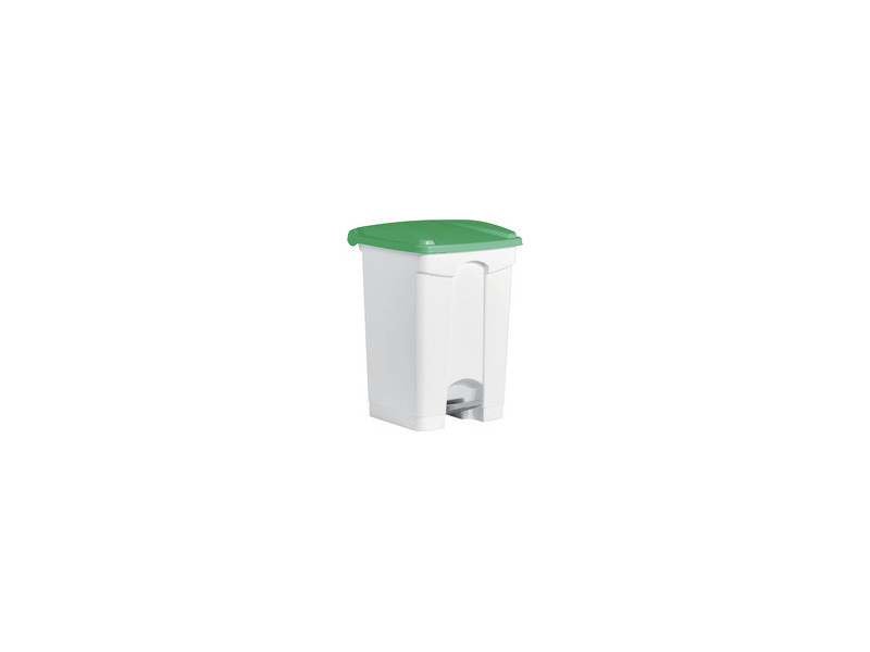 helit Poubelle à pédale 'the step', 45 litres, blanc/rouge