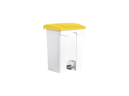 helit Poubelle à pédale 'the step', 70 litres, blanc/jaune