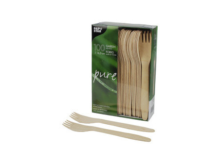 PAPSTAR Fourchette en bois 'pure', longueur: 165 mm, par 100