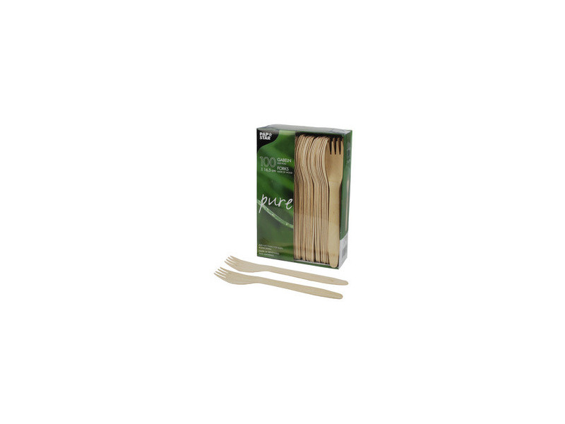 PAPSTAR Fourchette en bois 'pure', longueur: 165 mm, par 100