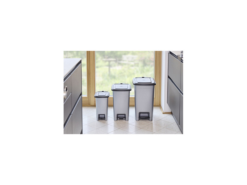 keeeper Poubelle à pédale 'olaf', 25 L, PP, light silver