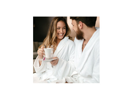 HYGOSTAR Peignoir de bain à col châle, taille M, blanc
