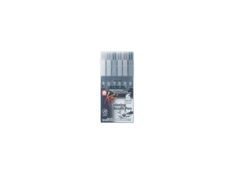 SAKURA Stylo pinceau Koi Coloring Brush, étui de 6, gris