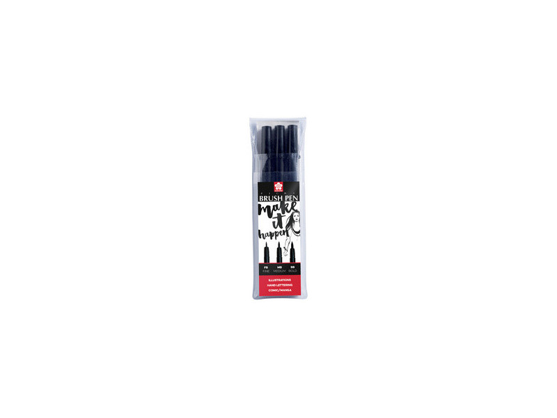 SAKURA Stylo pinceau PIGMA BRUSH, étui de 3, noir