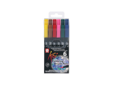 SAKURA Feutre pinceau Koi Coloring Brush, étui de 6 ,