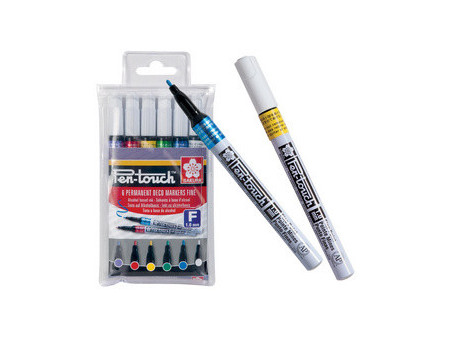 SAKURA Marqueur permanent Pen-Touch Moyen, étui de 6