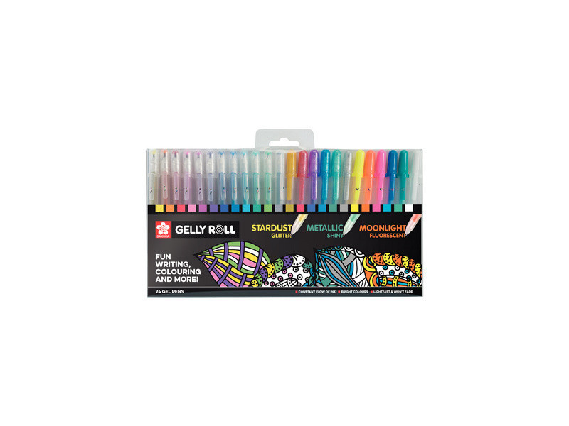 SAKURA Stylo roller à encre gel Gelly Roll Mix, étui de 24