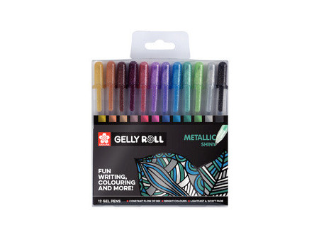 SAKURA Stylo roller encre gel Gelly Roll Metallic étui de 12