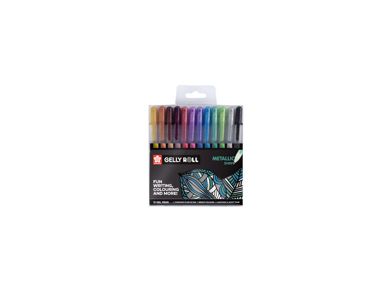 SAKURA Stylo roller encre gel Gelly Roll Metallic étui de 12