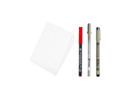SAKURA Kit créatif Samouraï, 3 stylos + papier