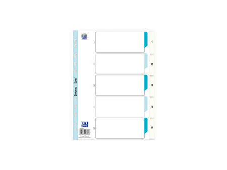Oxford Intercalaires en plastique, chiffres, A4, 5 touches