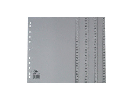 Oxford Intercalaire en plastique 1-100, A4, 100 pièces, gris