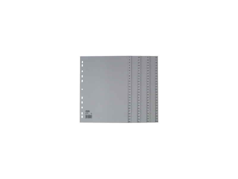 Oxford Intercalaire en plastique 1-100, A4, 100 pièces, gris