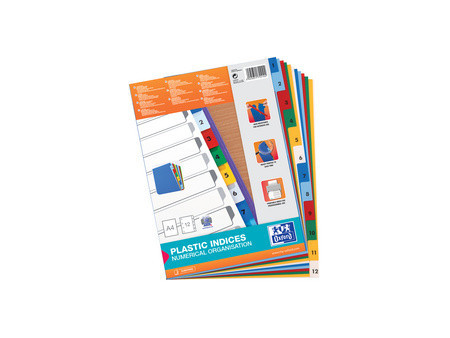 Oxford Intercalaire en plastique, A4+, coloré, 31 pièces
