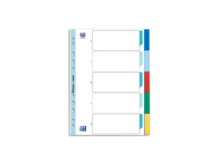Oxford Intercalaires en plastique, A4, onglets en couleur