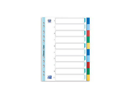 Oxford Intercalaires en plastique, A4, onglets en couleur