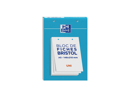 Oxford Bloc de fiches bristol, A5, quadrillé, blanc