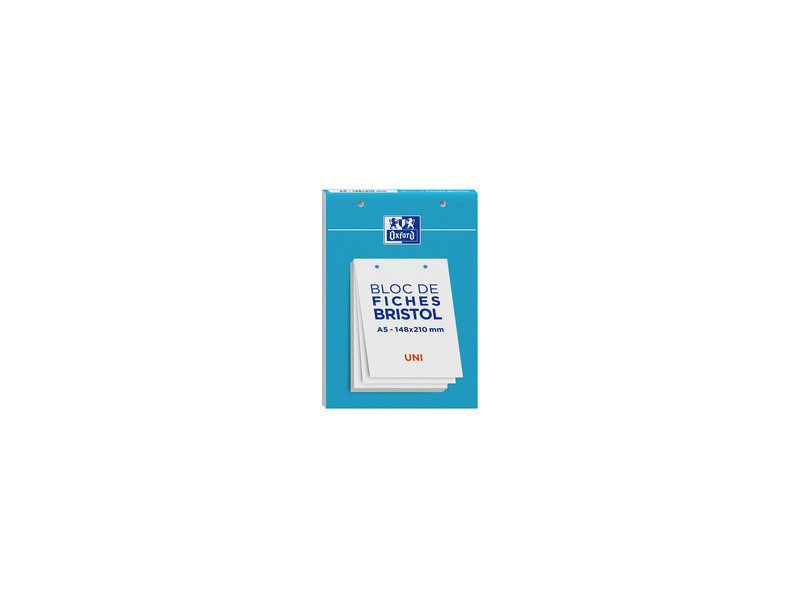 Oxford Bloc de fiches bristol, A5, quadrillé, blanc