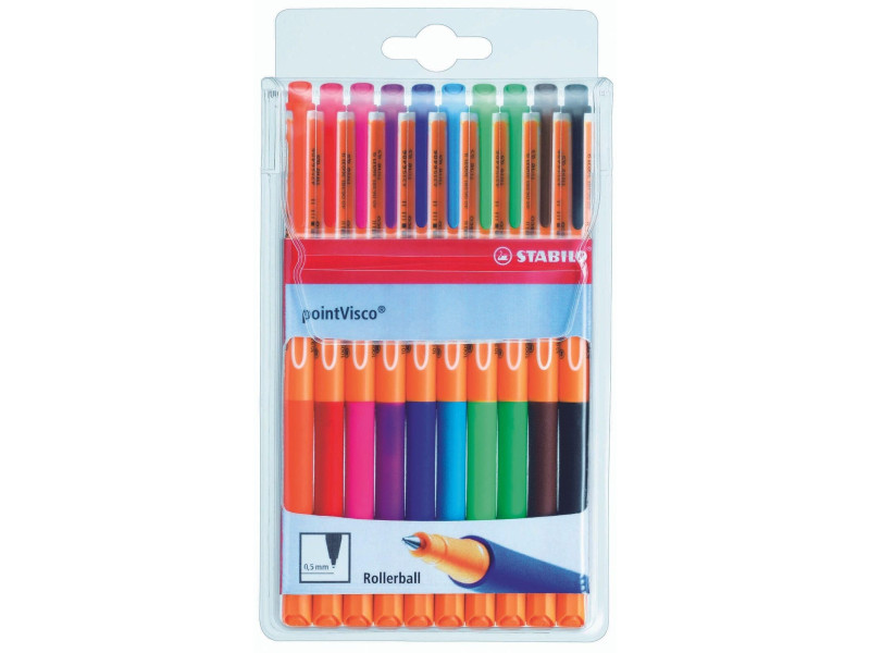 STABILO Stylo à encre gel pointVisco, étui plastique de 10