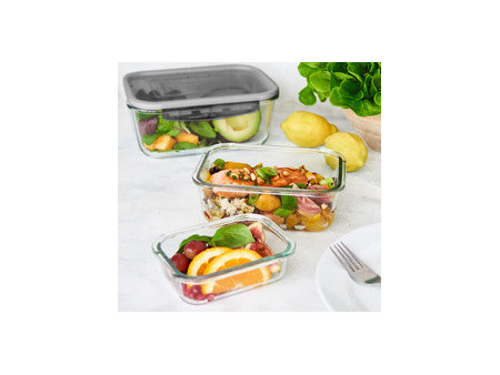 GastroMax Boîte de conservation en verre, 0,75 litre, gris
