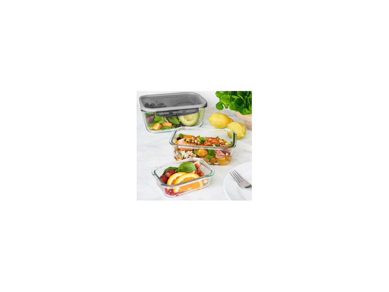 GastroMax Boîte de conservation en verre, 0,75 litre, gris