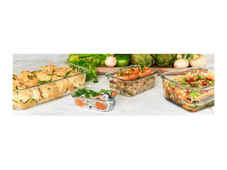 GastroMax Boîte de conservation en verre, 0,75 litre, gris