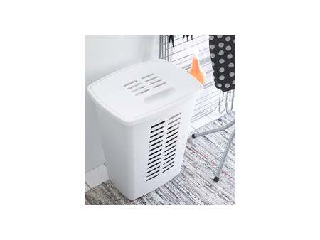 orthex Panier à linge avec couvercle, 60 litres, blanc