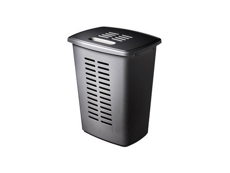 orthex Panier à linge avec couvercle, 60 litres, gris foncé