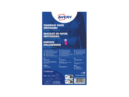 AVERY Bracelet imprimable, 256 x 19 mm, bleu fluo