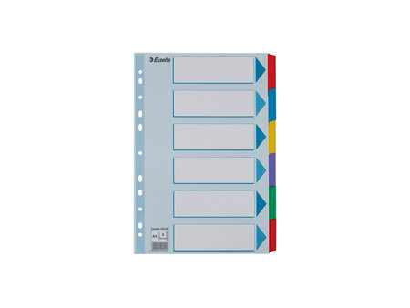 Esselte Intercalaires en carton, uni,A4,6 pièces,multicolore