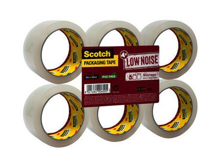 3M Scotch Ruban adhésif d'emballage LOW NOISE, 50 mm x 66 m
