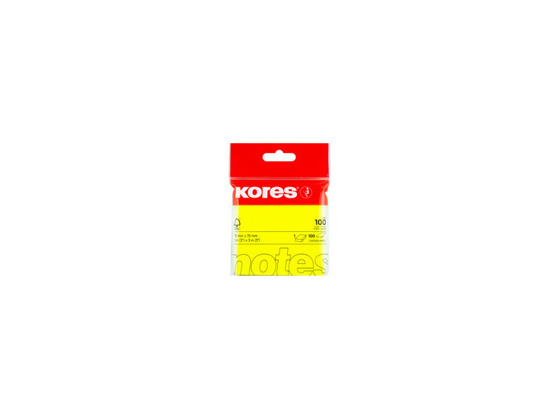 Kores Note adhésive 'NEON', 75 x 75 mm, uni, vert fluo