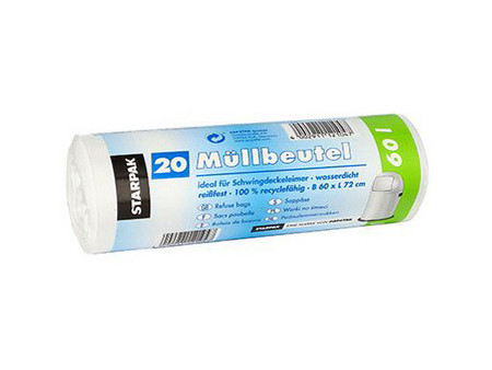 STARPAK Sac poubelle LDPE, 5 litres, blanc