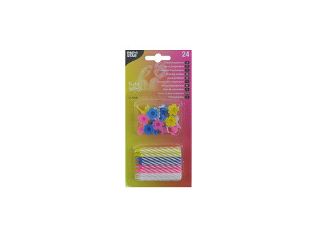 PAPSTAR Bougies d'anniversaire, en cire, rayures blanches