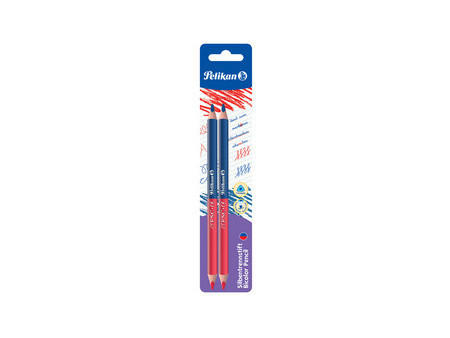 Pelikan Crayon bicolore gros, rouge/blau, carte blister de 2