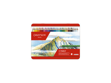 CARAN D'ACHE Crayons de couleur PABLO, étui métal de 18