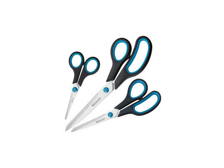 WESTCOTT Ciseaux Easy Grip, set de 3, turquoise/jaune citron