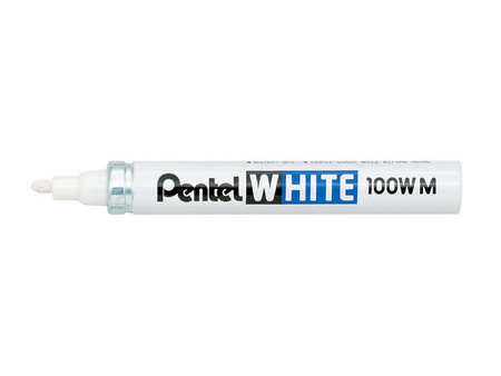 Pentel Marqueur permanent X100W, pointe ogive, 2,5 mm, blanc