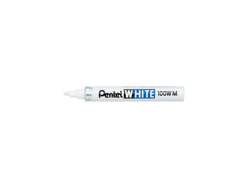 Pentel Marqueur permanent X100W, pointe ogive, 2,5 mm, blanc