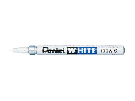 Pentel Marqueur permanent X100W, pointe ogive, 2,5 mm, blanc