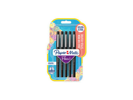 Paper:Mate Stylo feutre Flair, blister de 5, noir