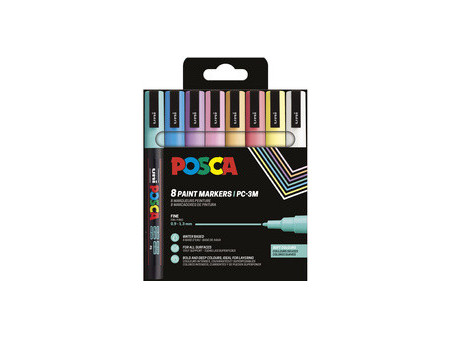 POSCA Marqueur à pigment PC-3M, étui de 8, couleurs douces