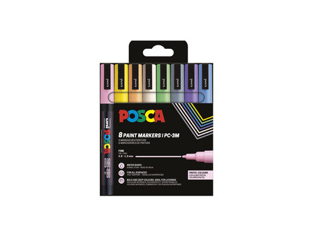 POSCA Marqueur à pigment PC-3M, étui de 8, couleurs douces